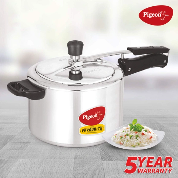 Pigeon 12092 Inner Lid Aluminium Pressure Cooker, 5L, Silver - 5L, SILVER, NA